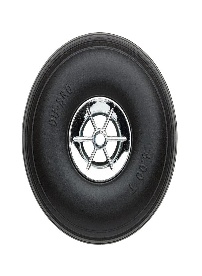DU-BRO RC Airplane Wheels, 76.2 mm Diameter - Low Bounce RC Wheel for Airplane RC Plane Kit, with 6-Spoke Chrome Wheel Hub, RC Plane Tires for Grass and Paved Runways, Available in 8 Wheel Sizes